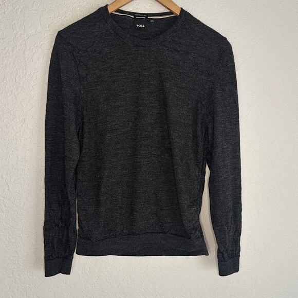 Hugo Boss 100% Italian Virgin Wool Grey Sweater Womens Medium Minimalist Classic - Picture 1 of 11